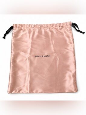 MACH & MACH Rose Gold Satin Drawstring Dust Bag Large Storage Pouch